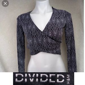H&M crop top sparkly shirt.